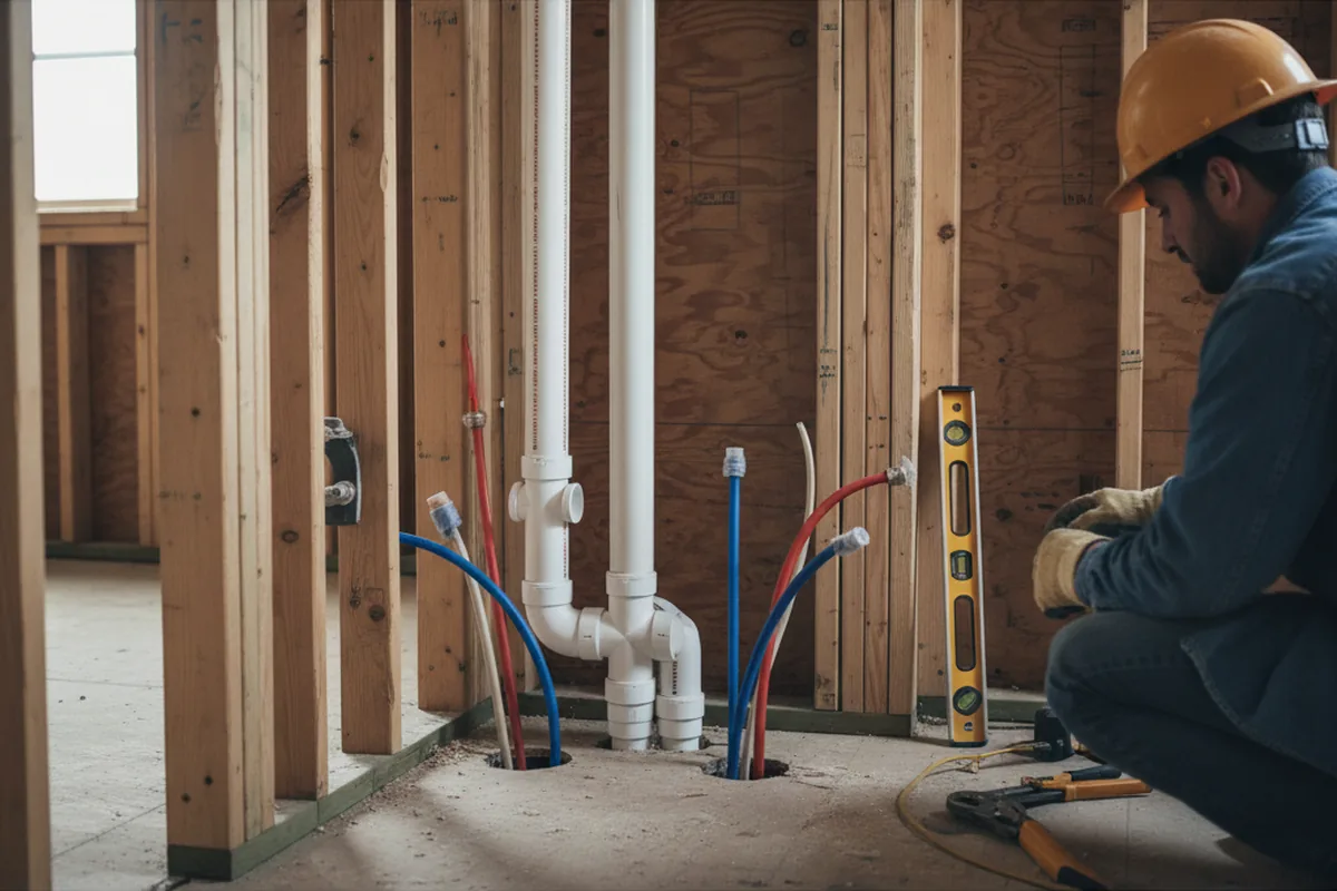 Drain and supply rough-in during Drain Cleaning in Westport