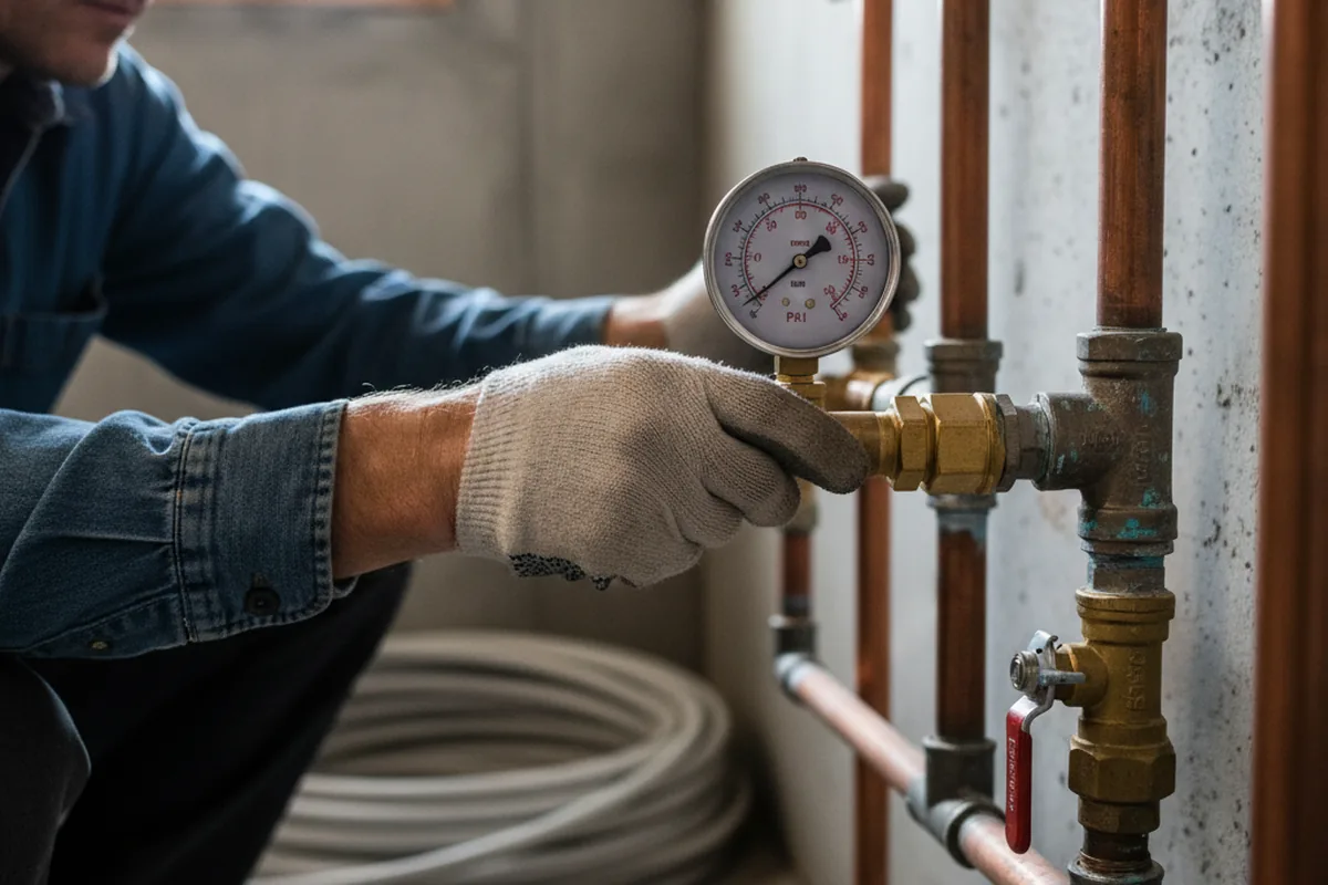 Pressure testing a repaired line during Water Line Repair in Westport
